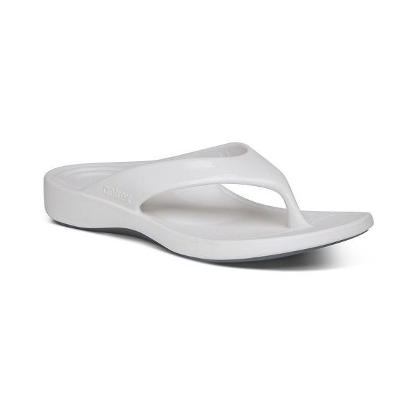 Aetrex Women's Maui Flip Flops White Sandals UK 3086-962